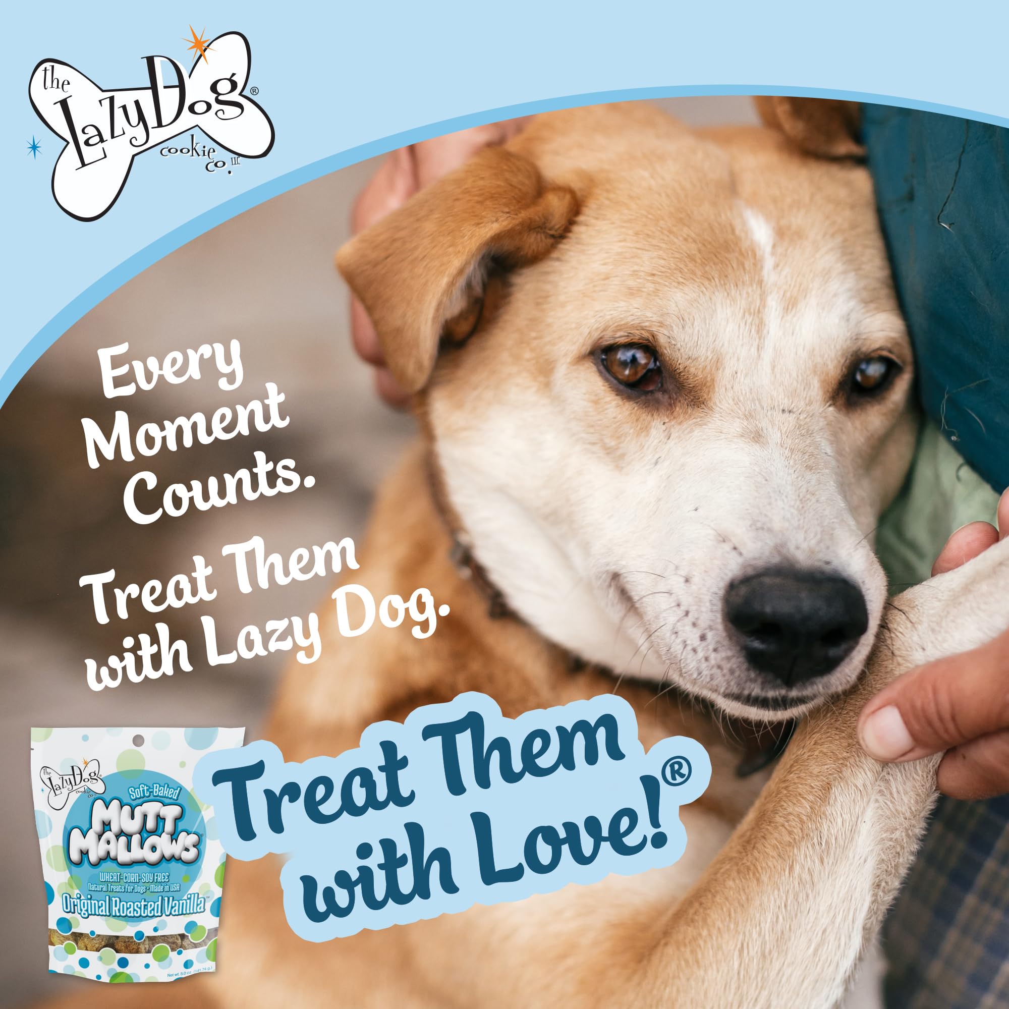 The Lazy Dog Cookie Co. Mutt Mallows Strawberry-Vanilla para masticar bien.