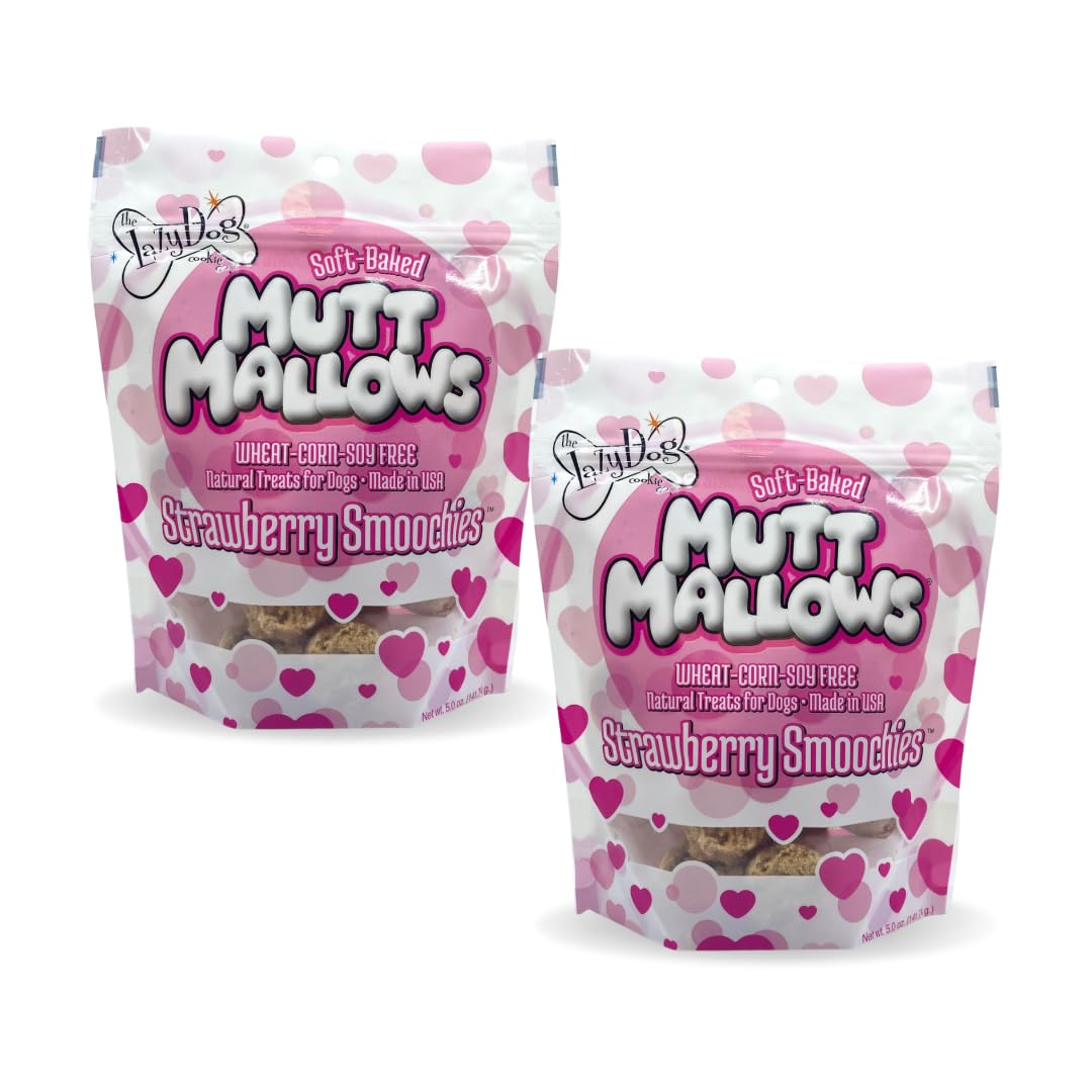 The Lazy Dog Cookie Co. Smoochies de fresa, empaque doble de 5 oz para premiar