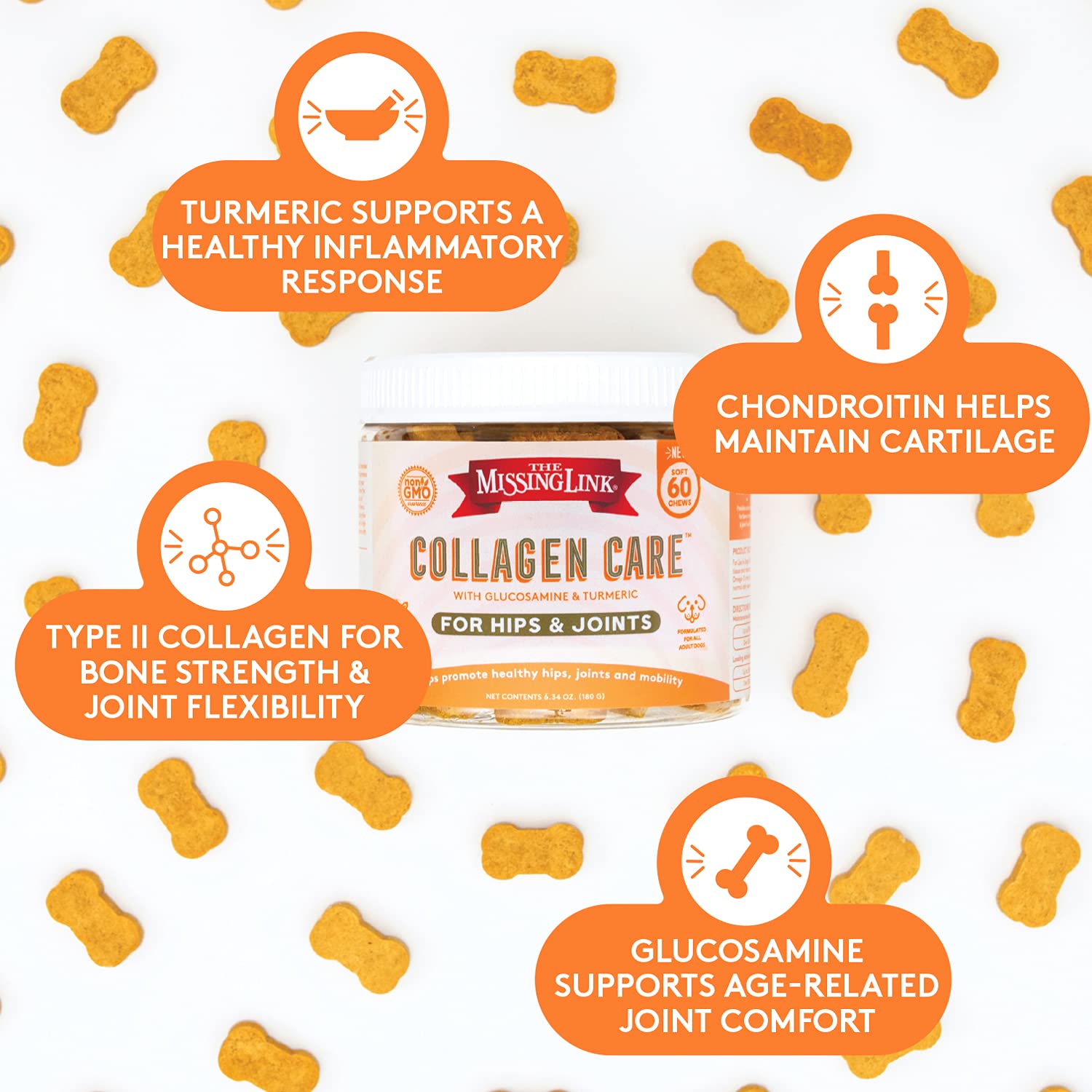 Apoyo a caderas y articulaciones con colágeno para perros