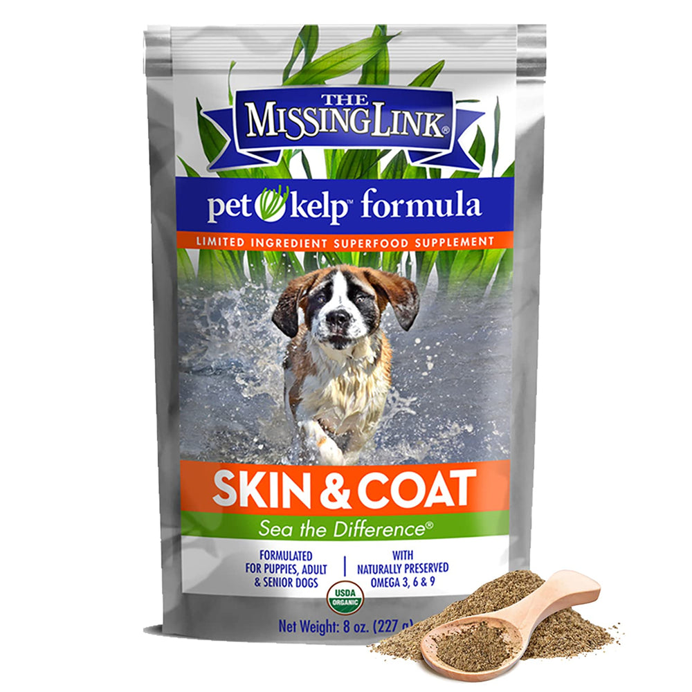 Uso de alga marina The Missing Link Kelp para mejorar la nutrición de perros.