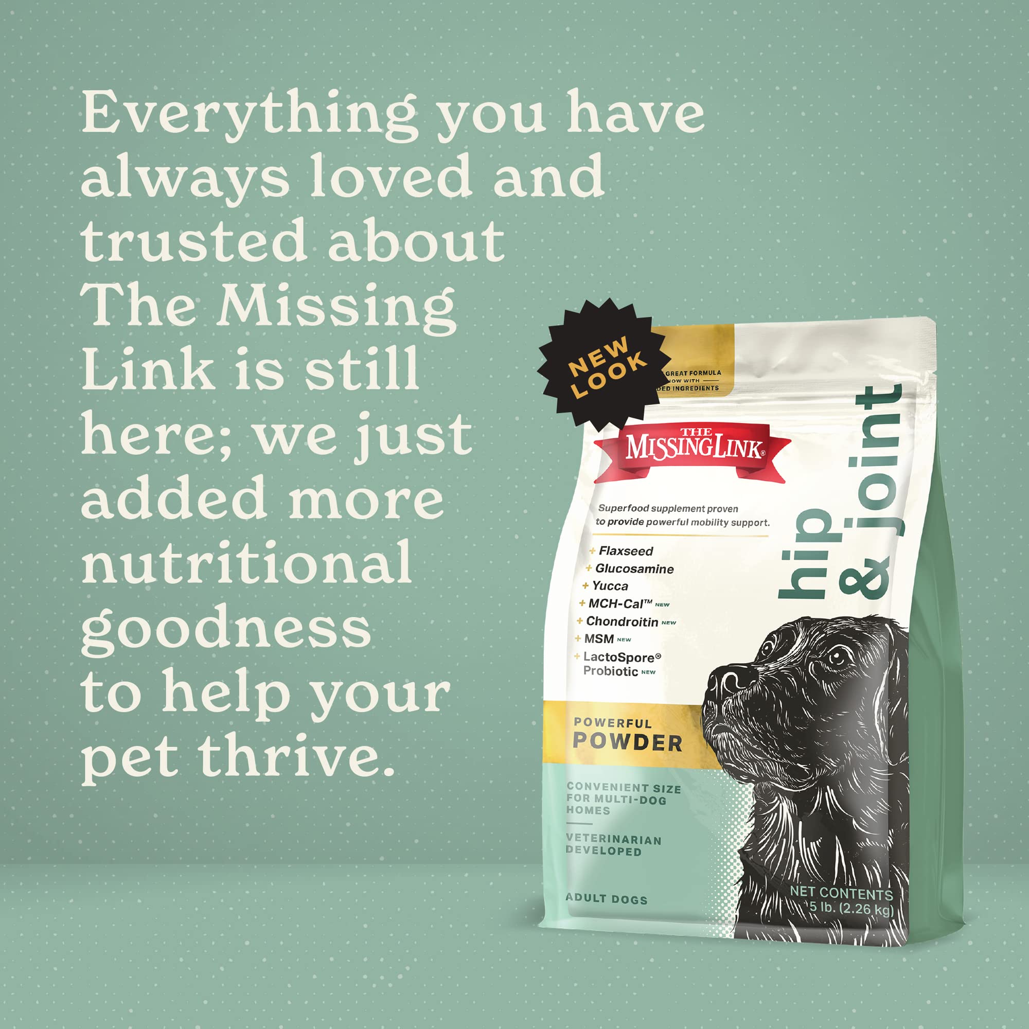 The Missing Link omega 3-6, apoyo articular suave para perros.