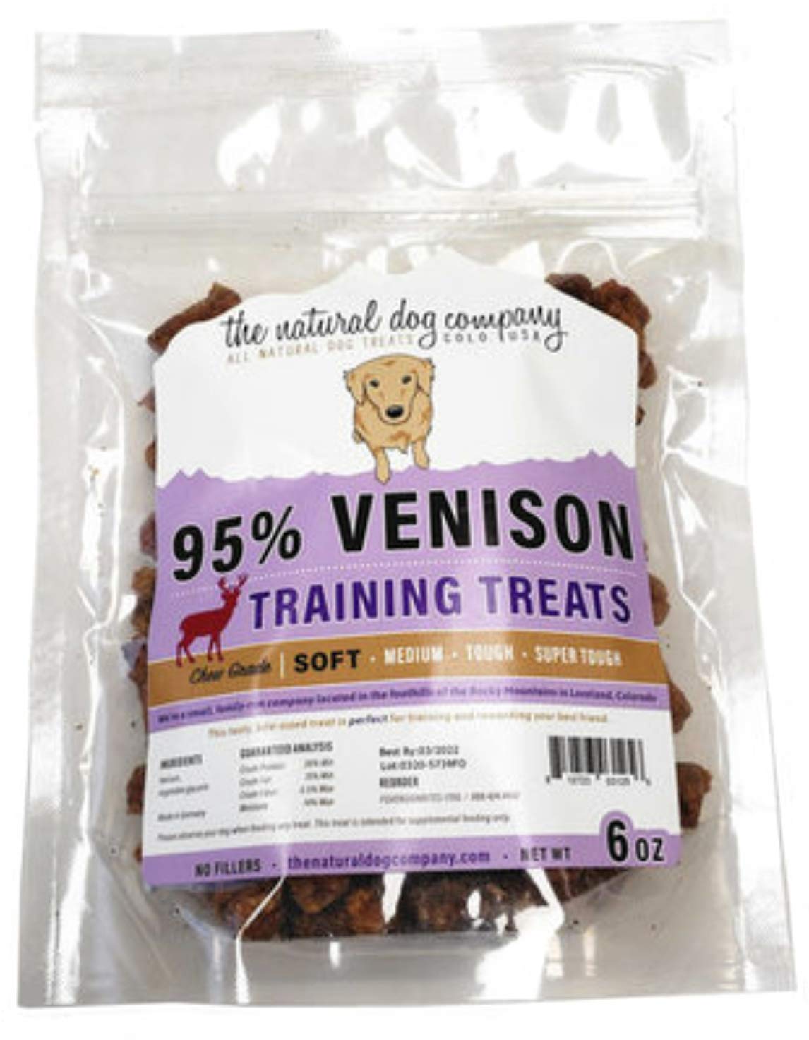 The Natural Dog carne de venado, trozos suaves, ideales para entrenamiento y paseos.
