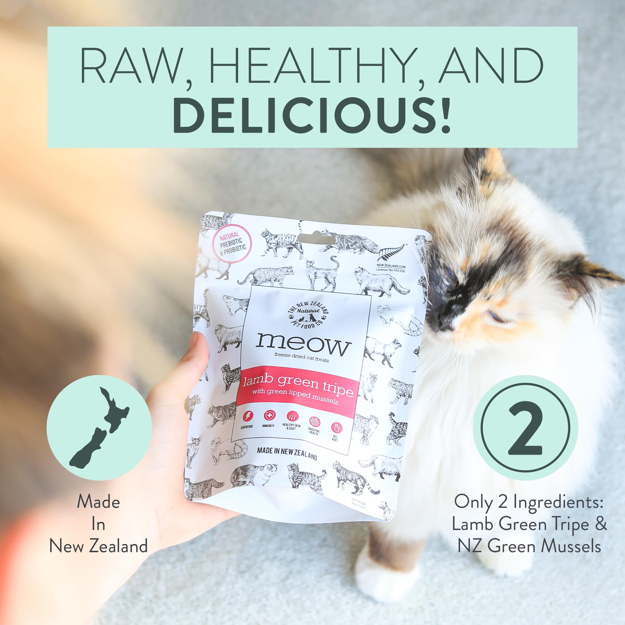 Meow de The New Zealand Natural Pet Food Co: apto para alergias, sin gluten ni granos
