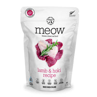 The New Zealand Natural Pet Food Co. Meow alimento seco liofilizado para gatos con cordero y hoki.