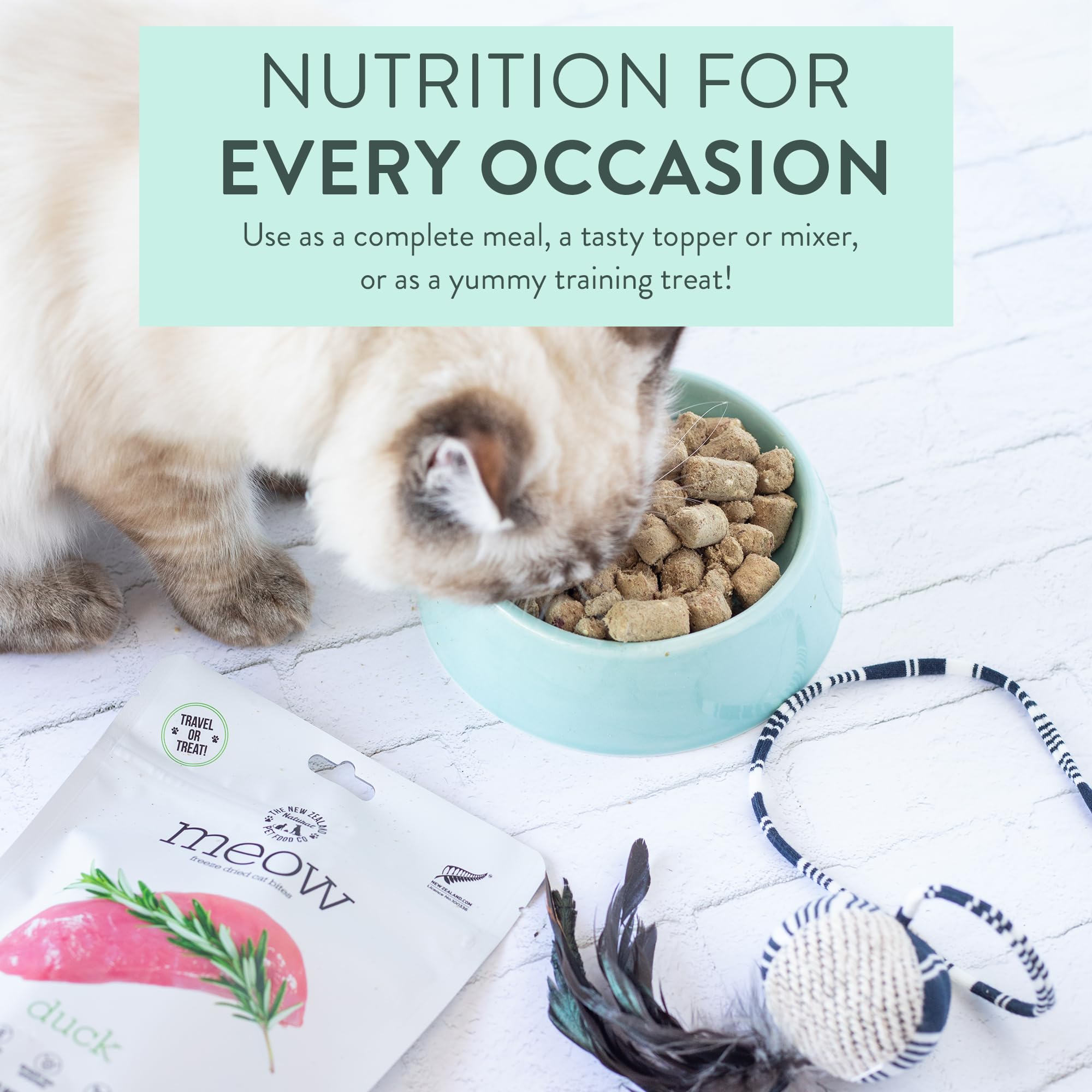 Meow Duck liofilizado, ingredientes naturales y premium para una comida equilibrada.