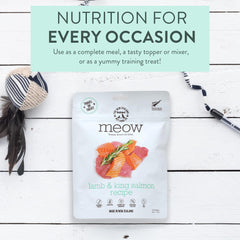 The New Zealand Natural Pet Food Co Meow Freeze Dried Cat Food cordero y salmón King como proteína premium