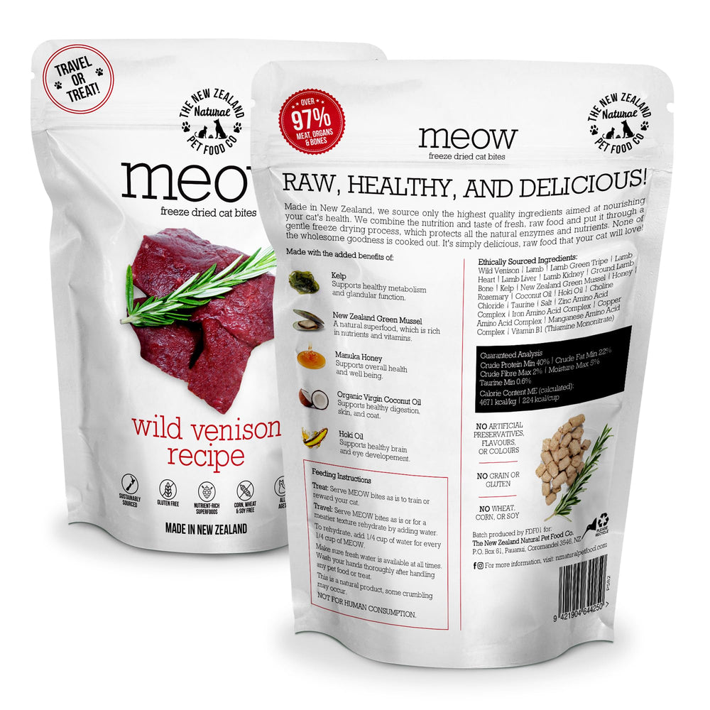 The New Zealand Natural Pet Food Co Meow Freeze Dried Cat Food, plato-servir: añade proteína de forma equilibrada.