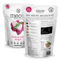 The New Zealand Natural Pet Food Co. Meow ingredientes naturales proteicos para gatos sanos.