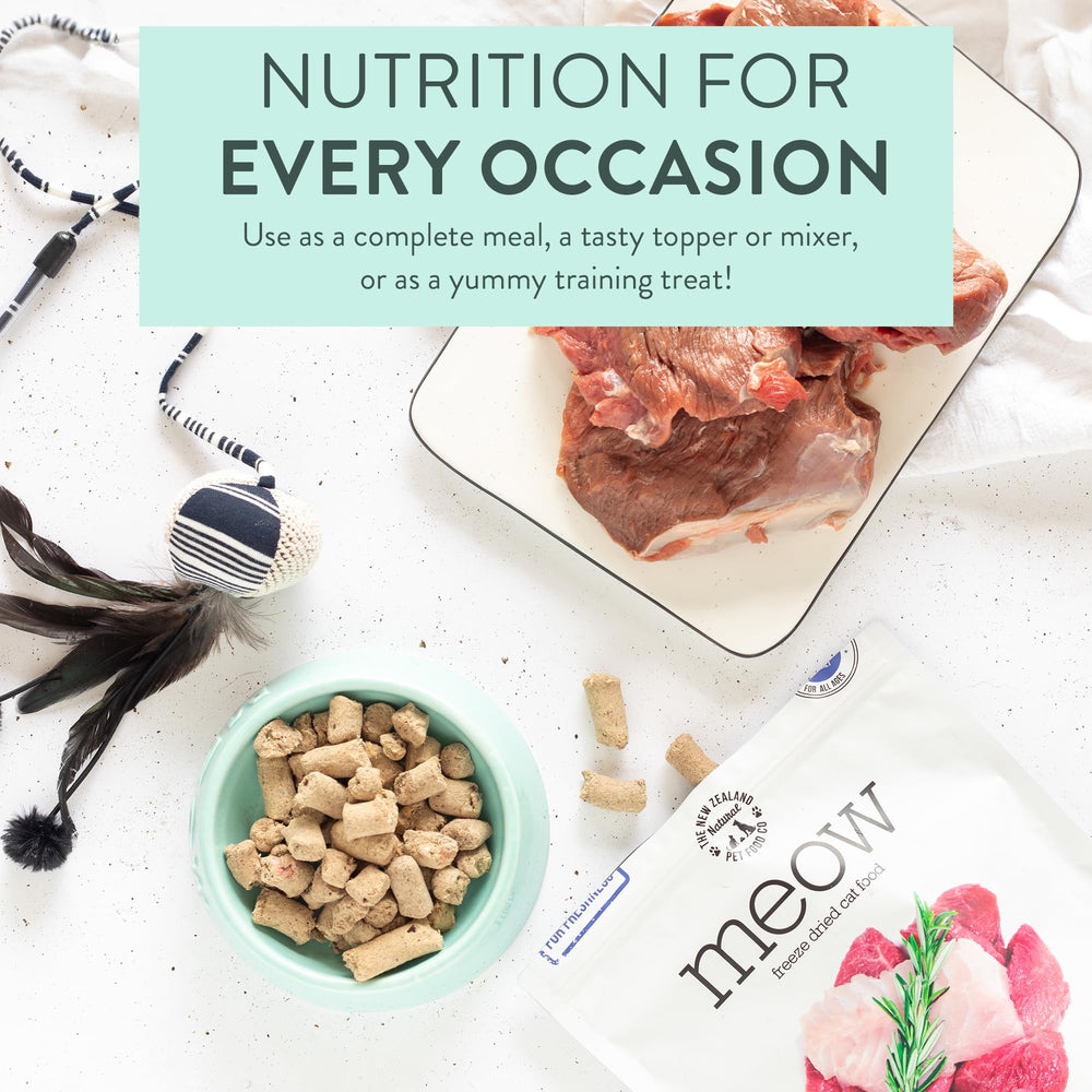 The New Zealand Natural Pet Food Co. Meow proceso de liofilizacion conserva enzimas y nutrientes.