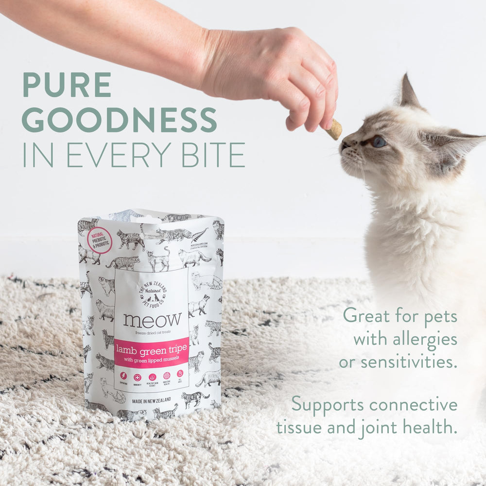 Meow de The New Zealand Natural Pet Food Co: textura crujiente liofilizada para sabor intenso