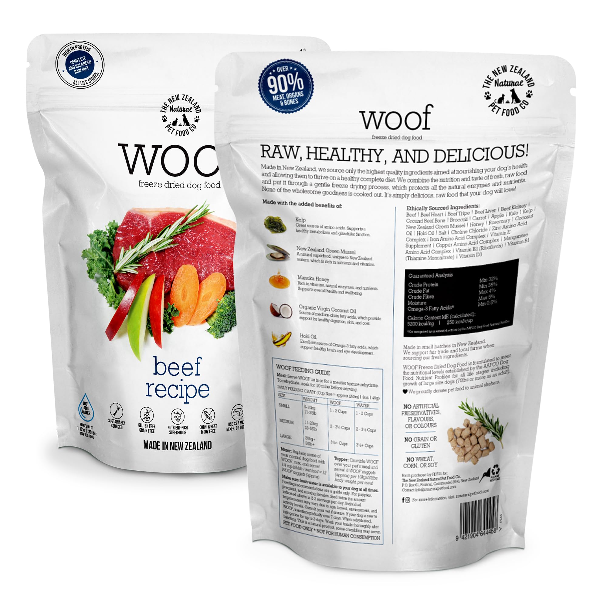 The New Zealand Natural Pet Food Co WOOF: imagen muestra comida completa lista para mezclar o servir