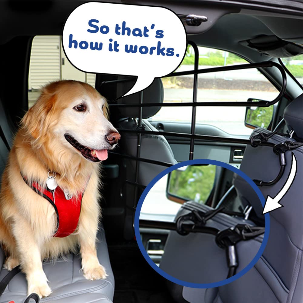 The ZooKeeper barrera para perros en SUV, ajuste cómodo entre asientos.