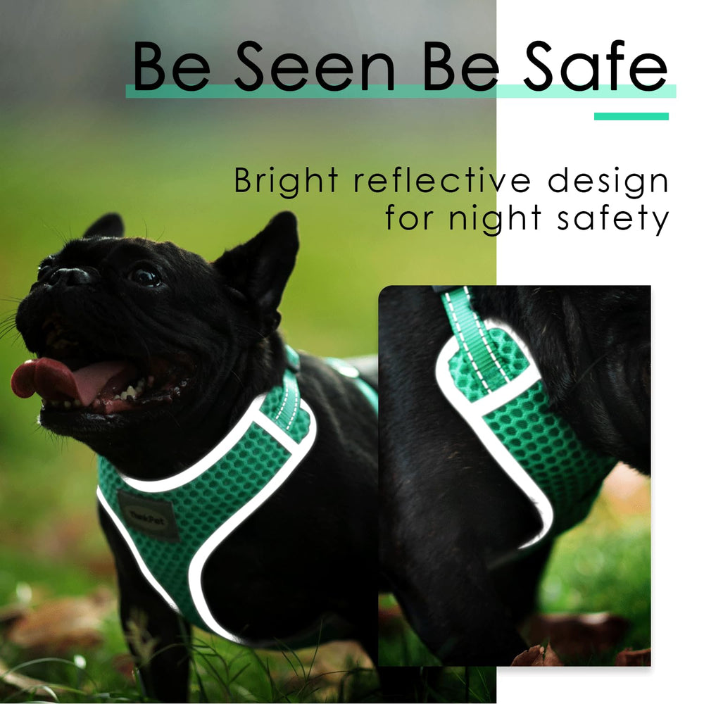 ThinkPet arnés para mascotas pequeñas en verde, cómodo y ligero.