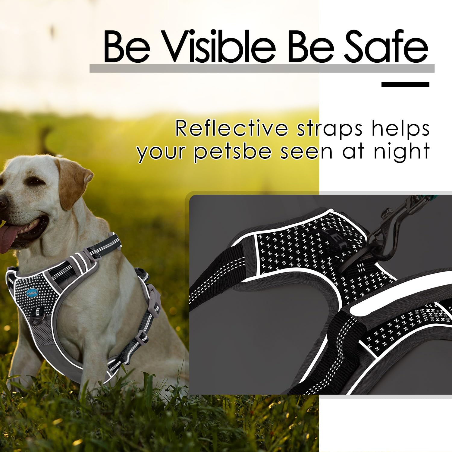 ThinkPet arnés de talla ajustable para perros medianos y grandes.