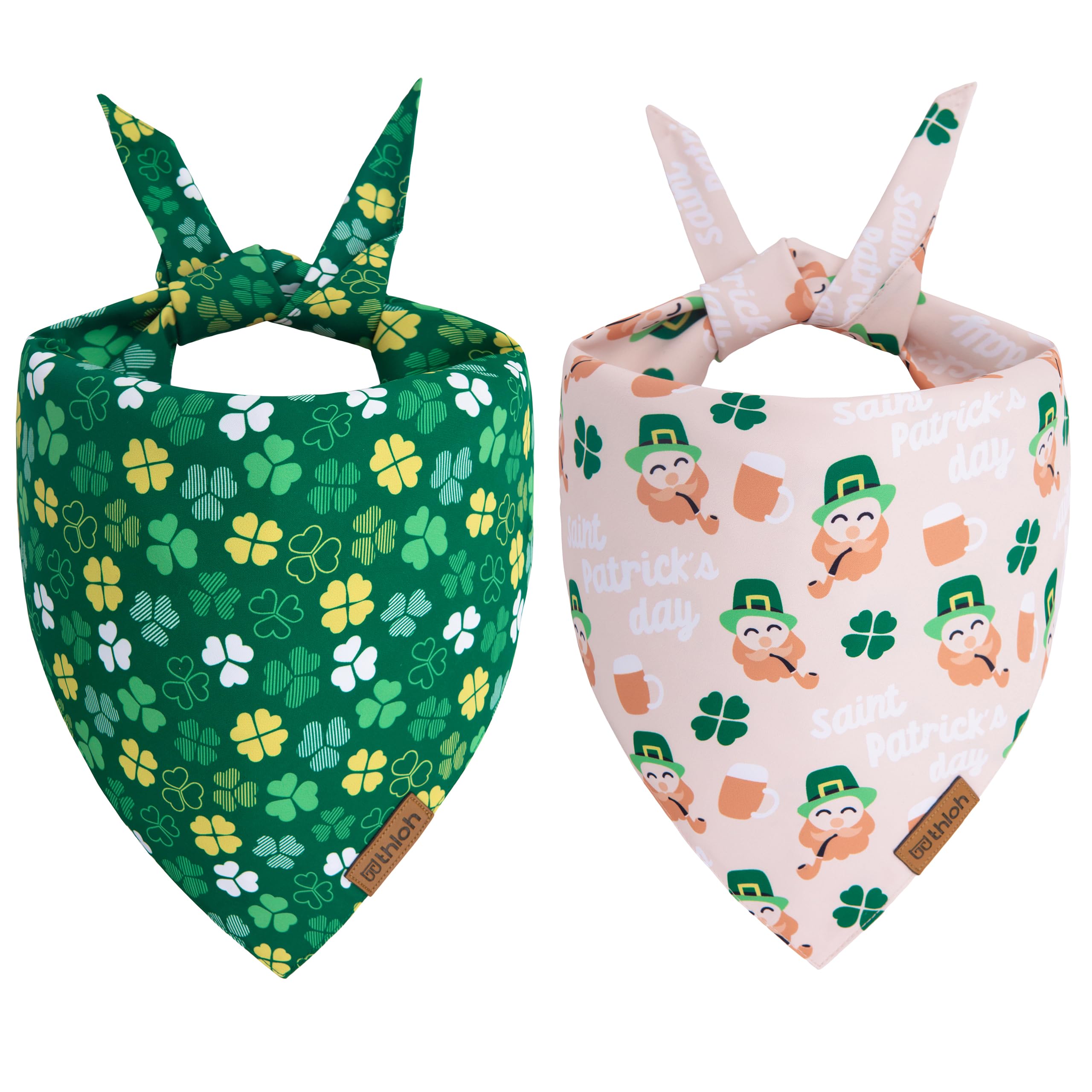 Bandana THLOH triangular con trébol para perros, dos unidades, ideal para fotos festivas