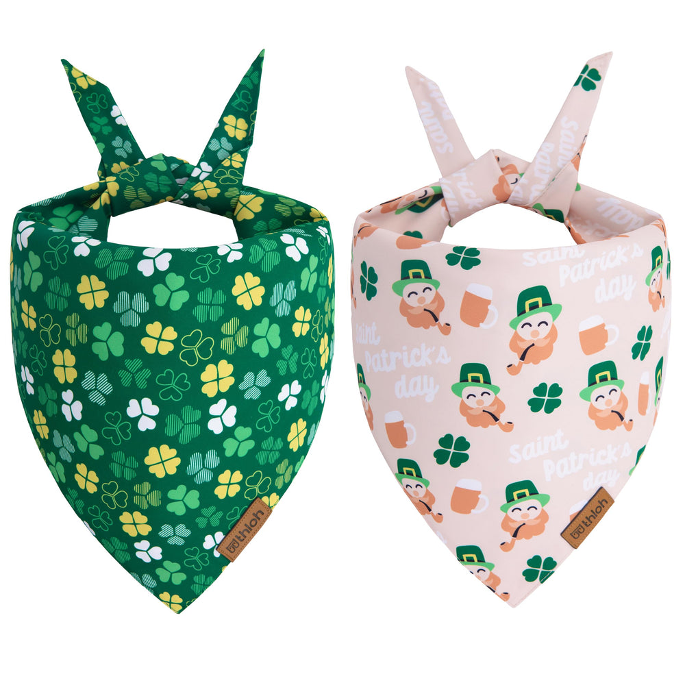 Bandana THLOH triangular con trébol para perros, dos unidades, ideal para fotos festivas