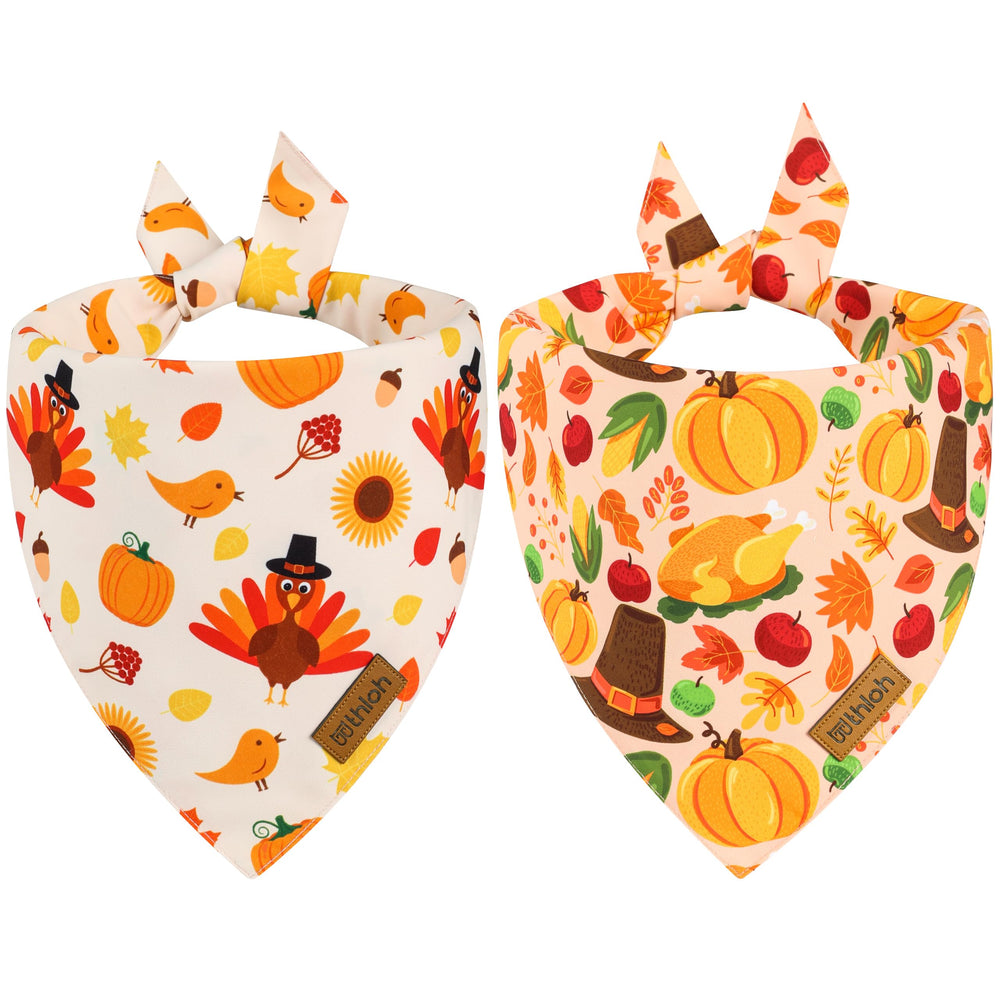 Bandanas THLOH para perros, dos piezas reversibles, ideales para estilos otoñales y fotos festivas.