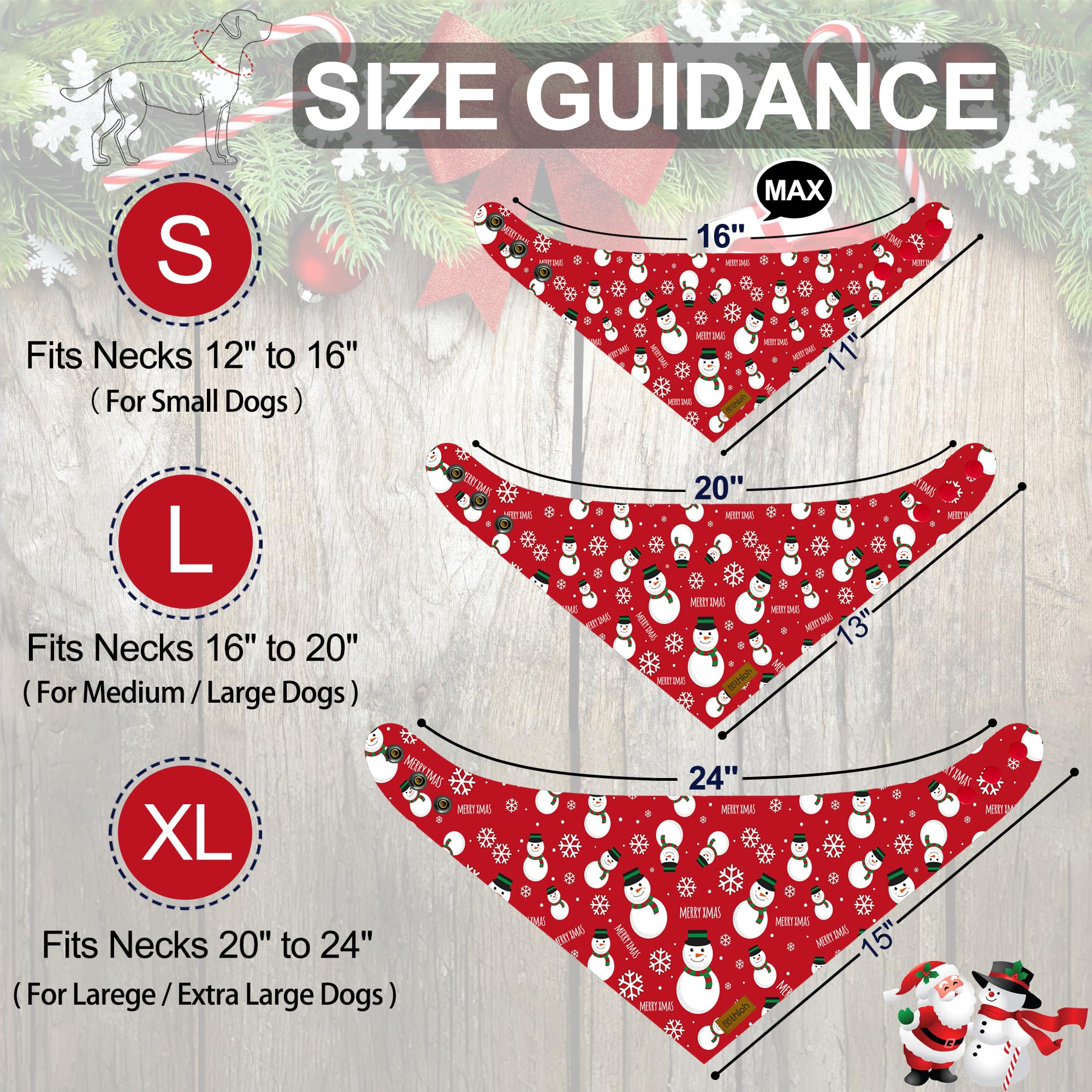 THLOH bandana reversible Santa y árbol, versatilidad para distintas ocasiones.