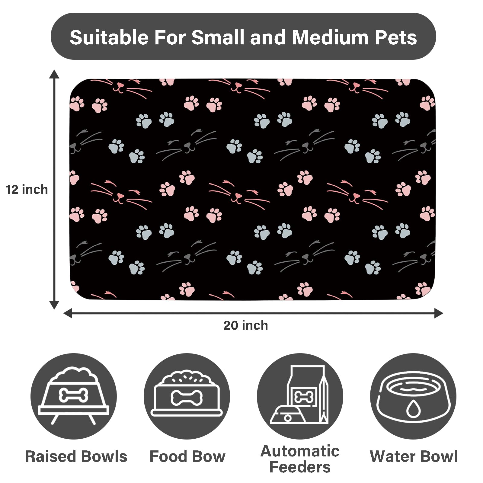 Alfombrilla thmasamwr para comida y agua, apta para perros y gatos.