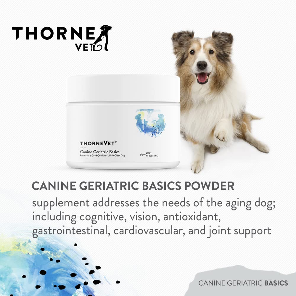 ThorneVET Canino Geriátrico Básicos se mezcla fácilmente en la comida diaria para suplementación conveniente