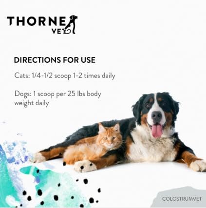 ThorneVet ColostrumVET, uso diario en mascotas para digestión y vitalidad.