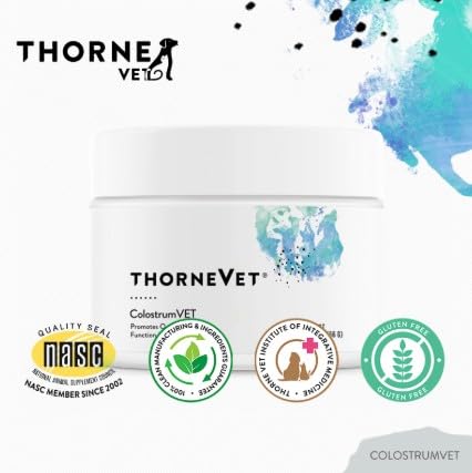 ThorneVet ColostrumVET, pote con 112 cucharadas para dosis flexibles.