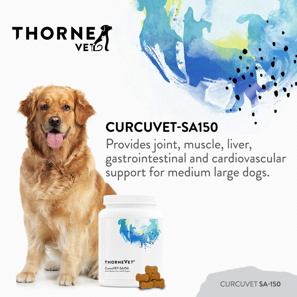ThorneVet CurcuVET-SA150: etiqueta del producto con beneficios para articulaciones