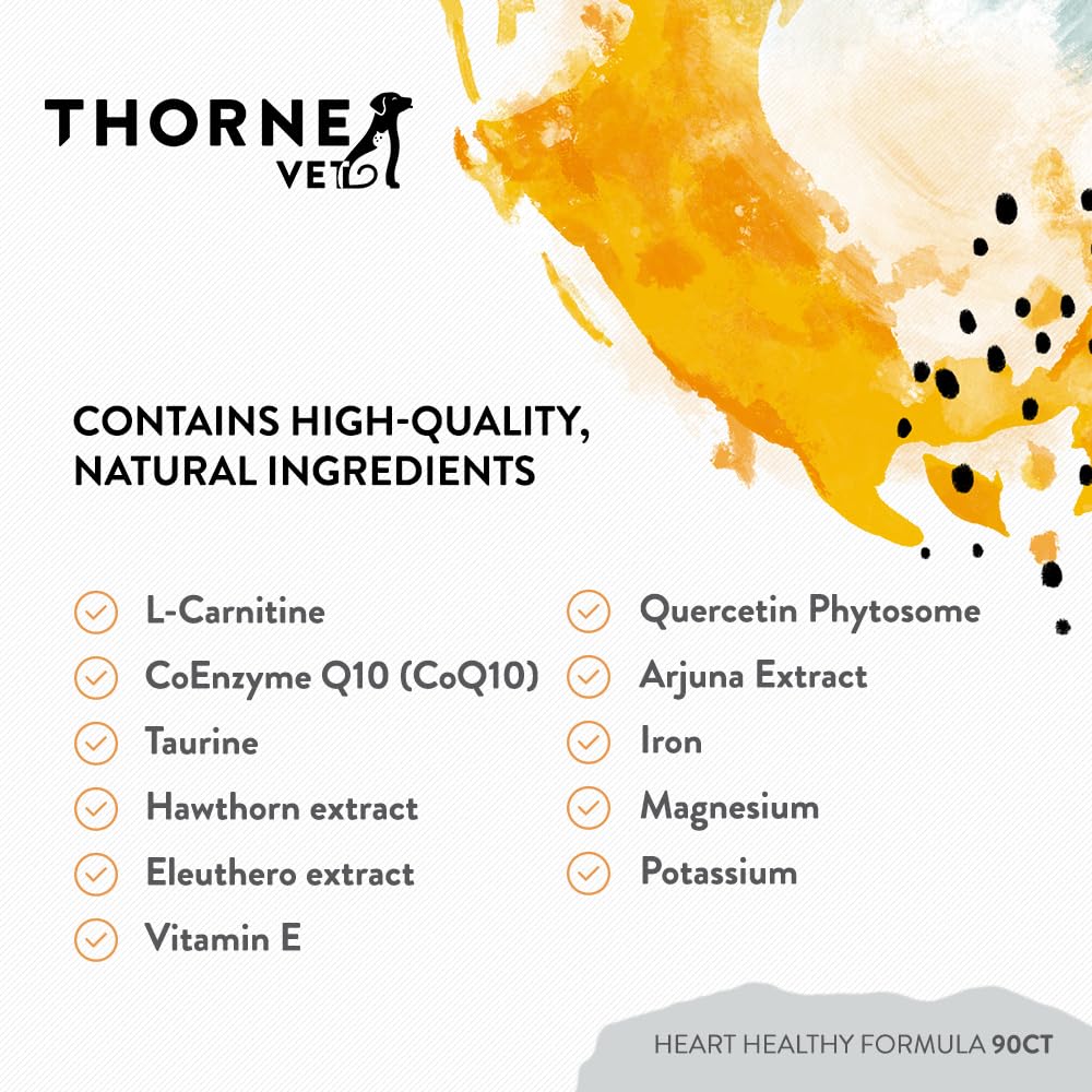 ThorneVET Fórmula Cardio Saludable, ingredientes clave para soporte cardíaco.