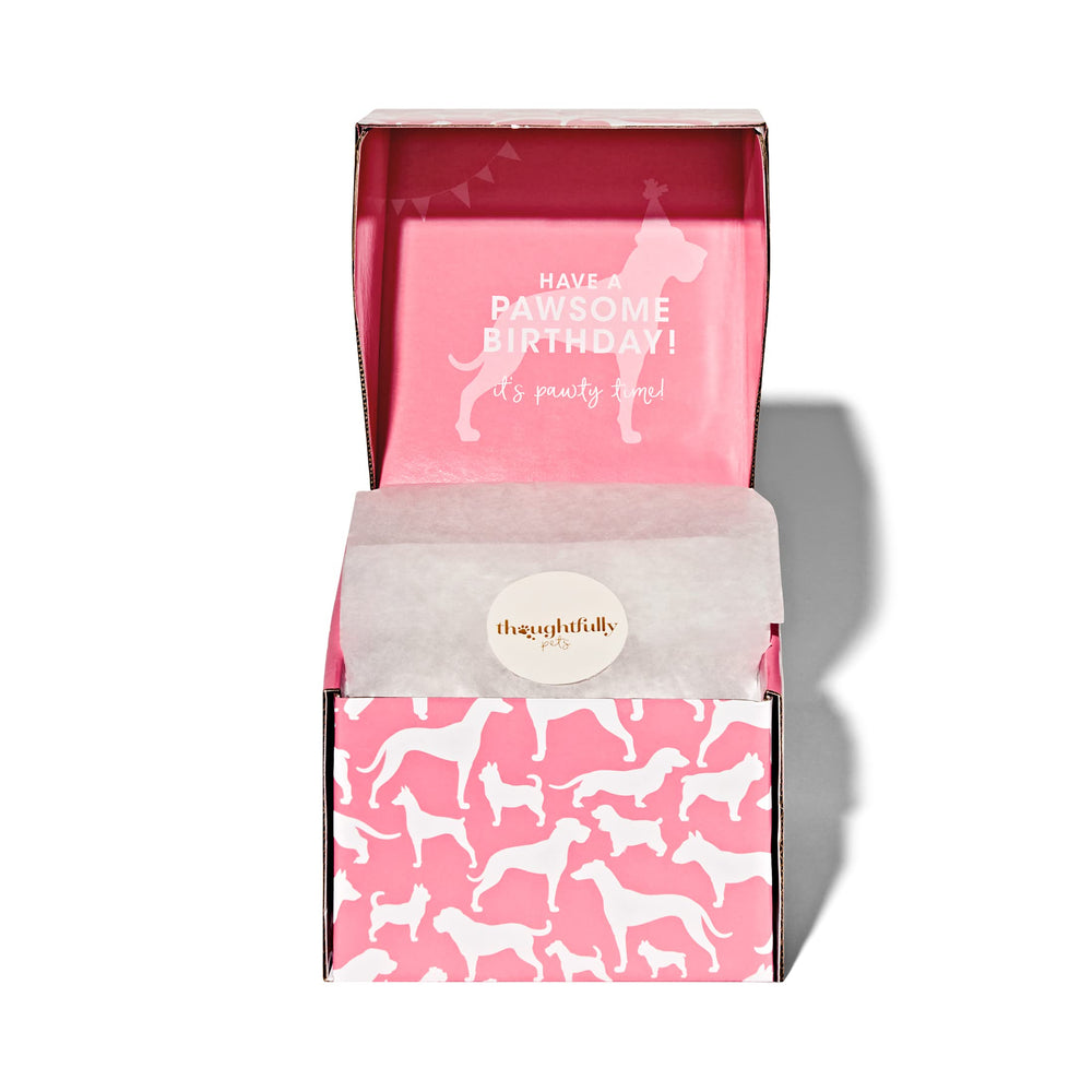 Thoughtfully Pets tarta de galletas cortada en trozos para compartir