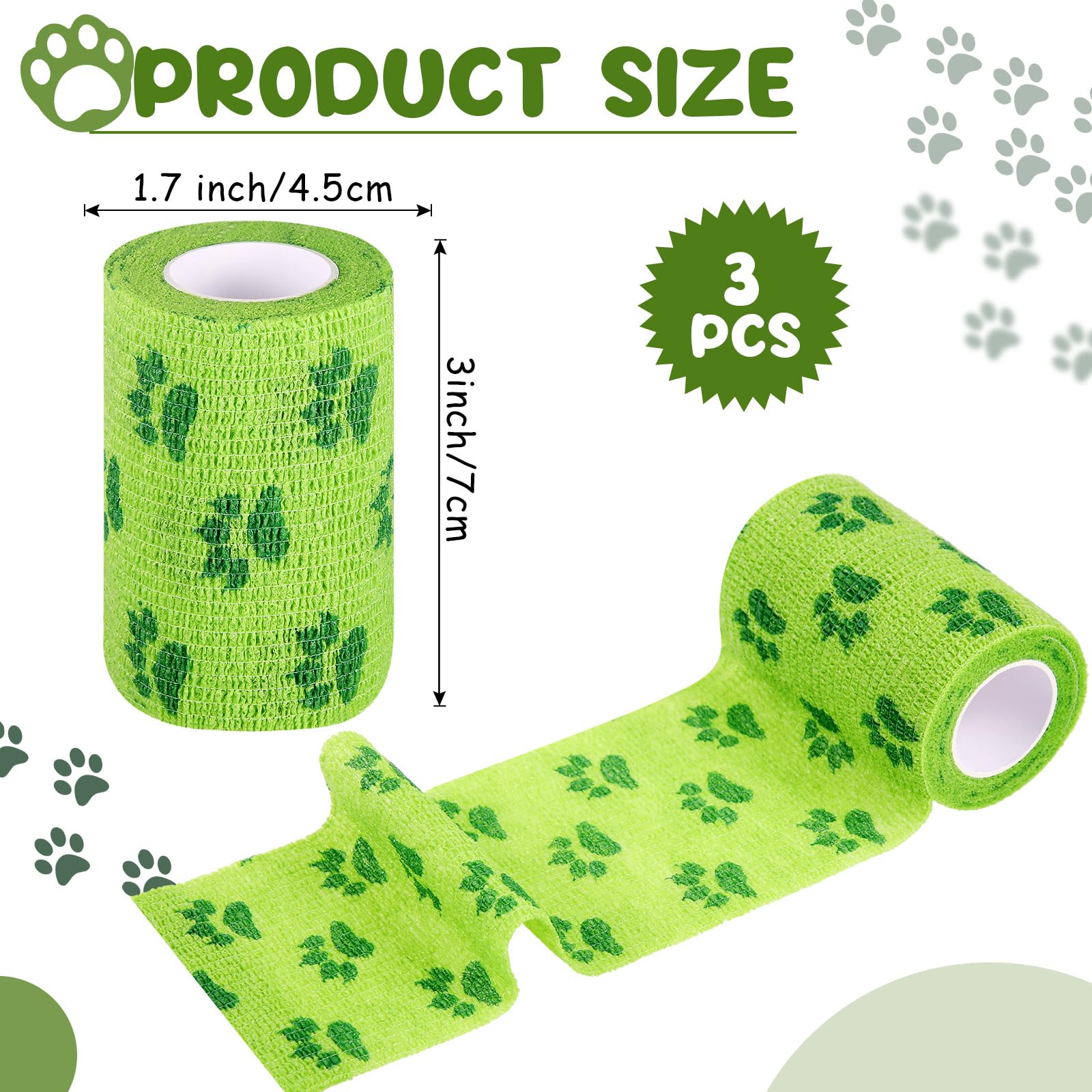 Threlaco pack de 6 vendajes para perros, verde, reposición fácil