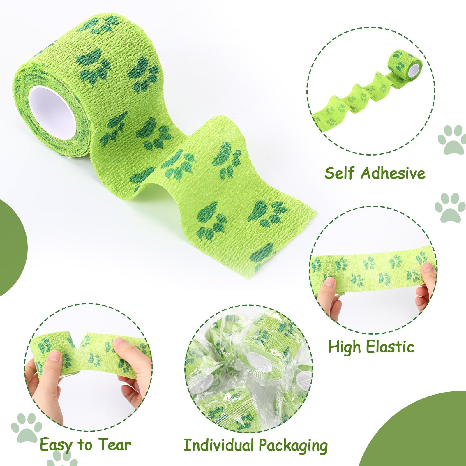 Threlaco vendaje para heridas de perros, verde, diseño no tejido para mayor comodidad