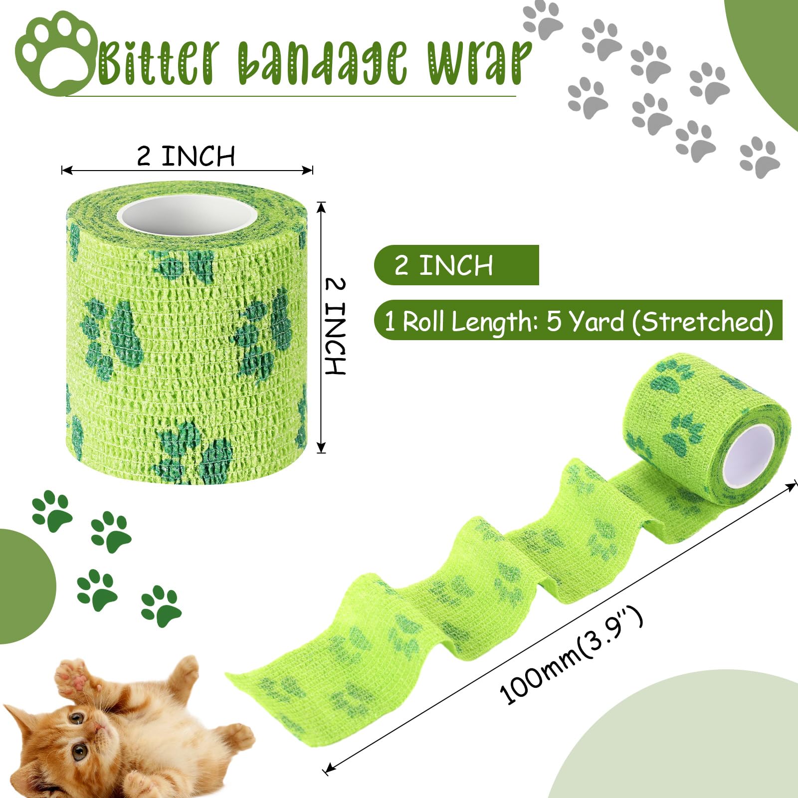 Threlaco vendaje verde para perros, anti masticación, uso rápido y fácil en casa