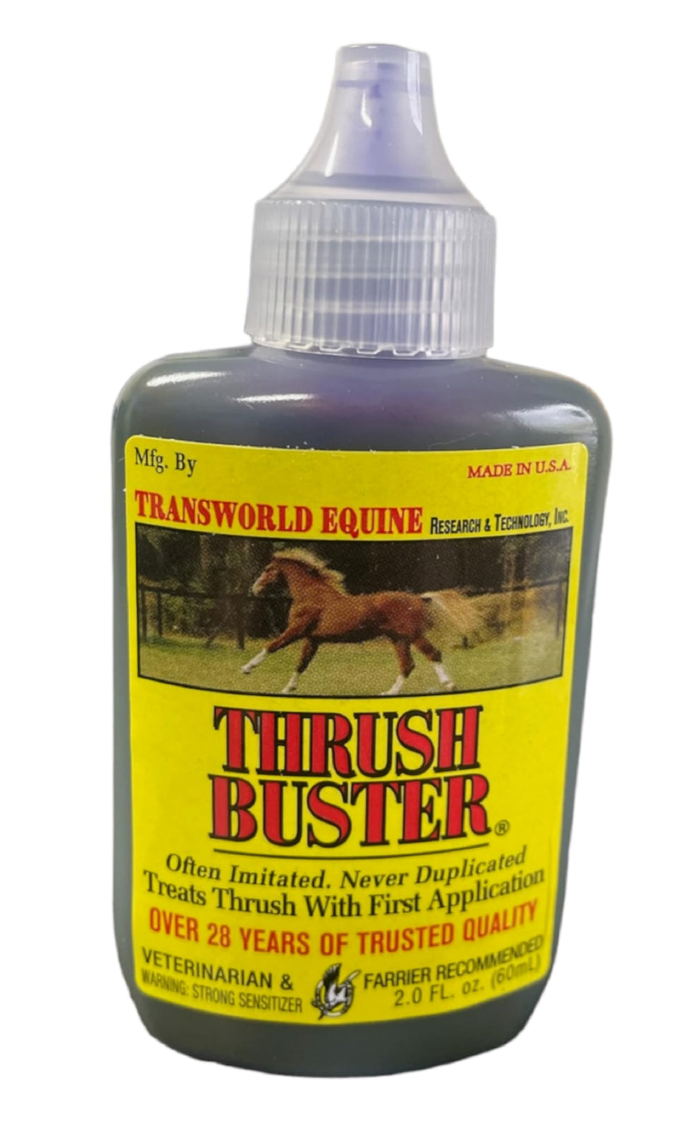 Thrush Buster líquido para cuidado de cascos, ayuda a mantener cascos sanos.