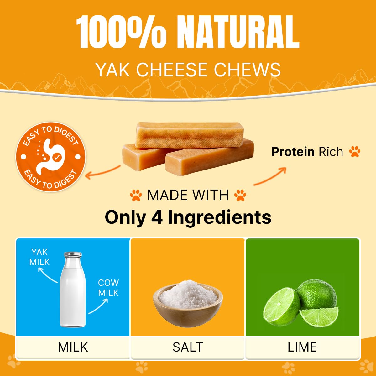 Tibetan Dog Chew textura crujiente yak queso, ideal para entretenimiento prolongado