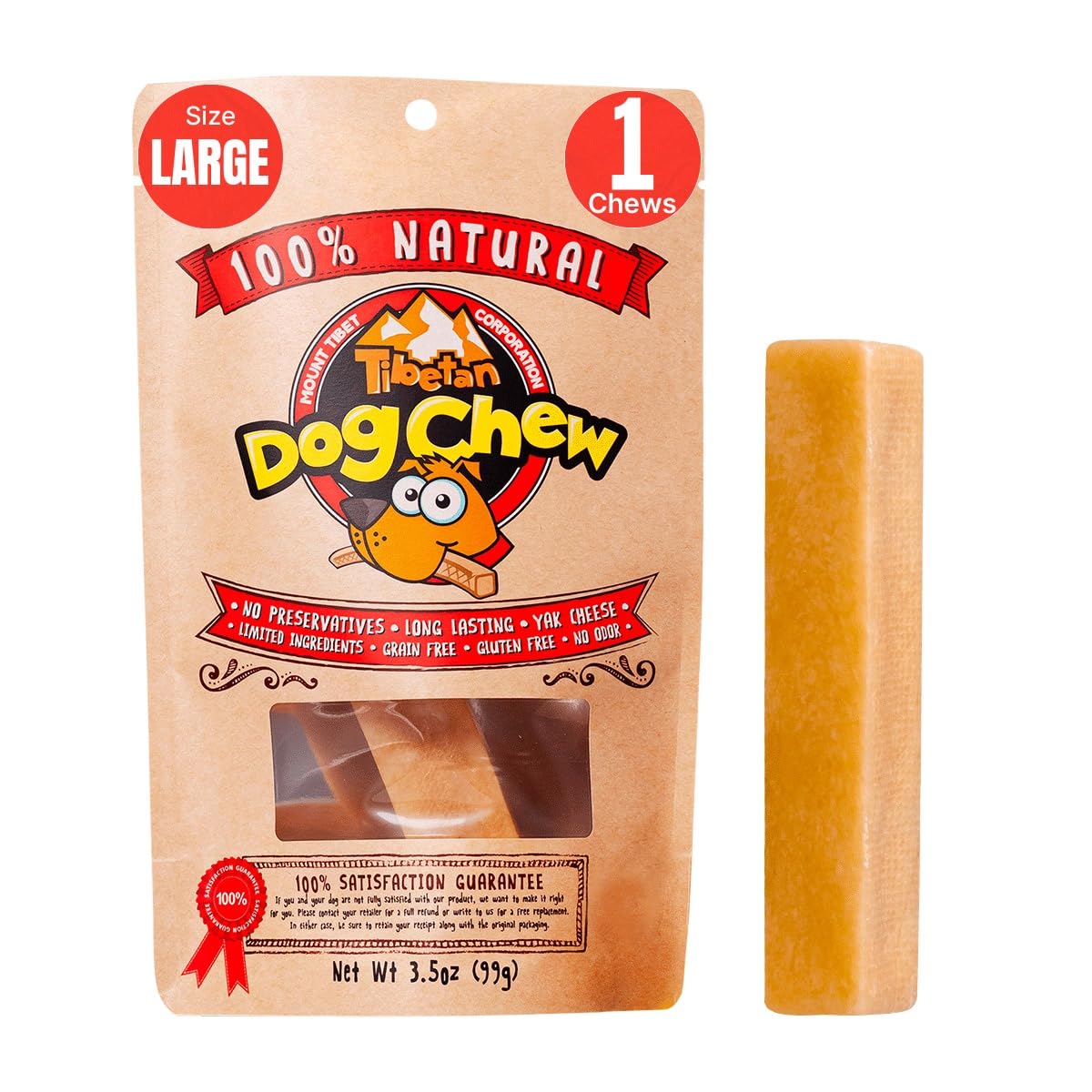 Tibetan Dog Chew palito de queso de yak grande favorece la masticación prolongada y la higiene dental