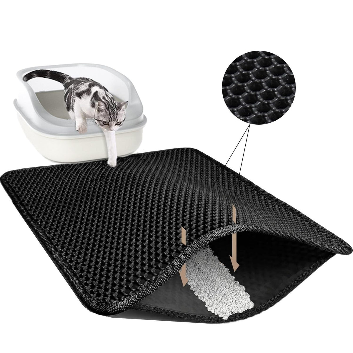 TidyNuts Alfombra para arena de gato con doble capa atrapa la arena y facilita la limpieza.