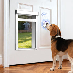 tidytech puerta para perros con marco de aluminio, duradera ante el clima.