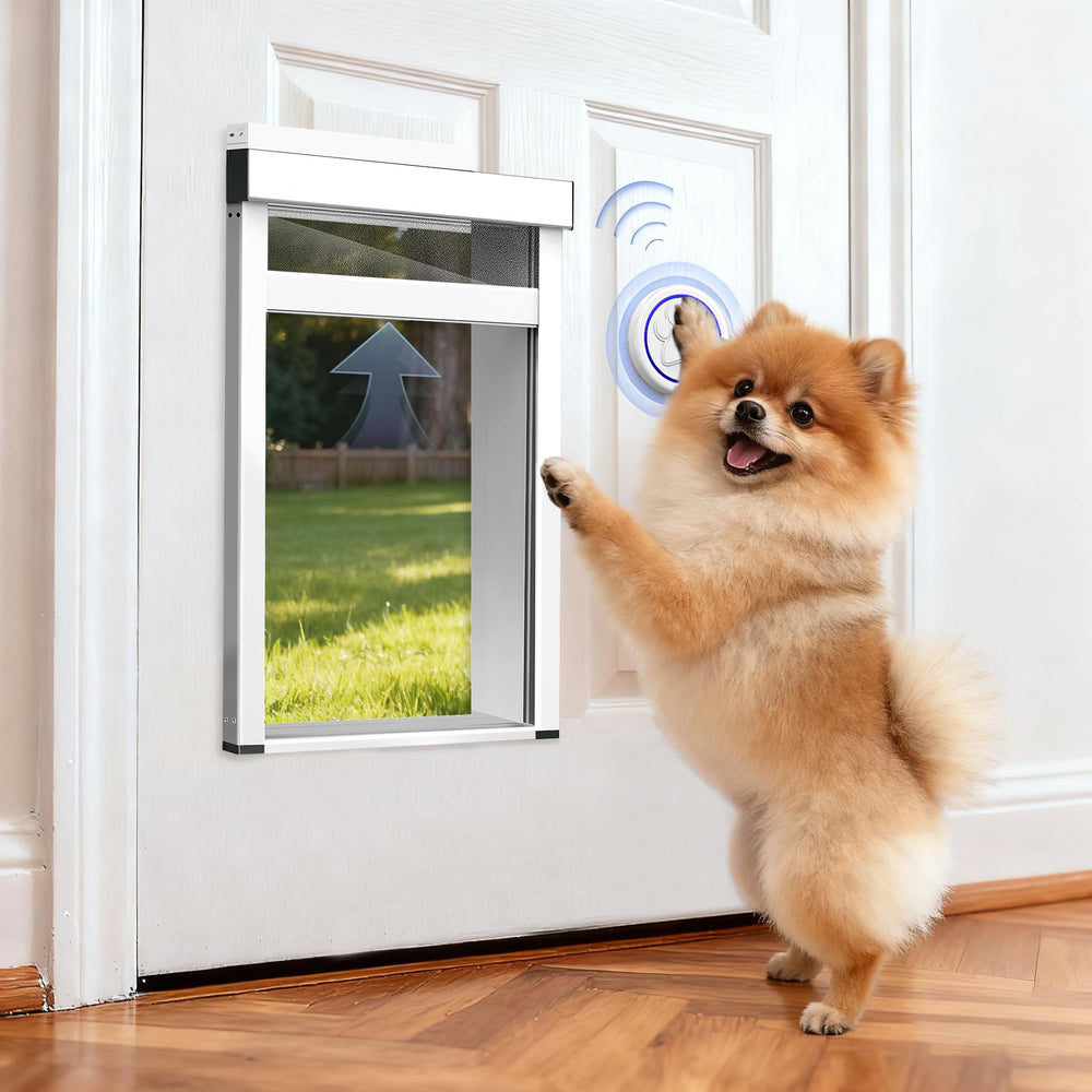 Puerta para perros tidytech con marco de aluminio, duradera y apta para uso diario.