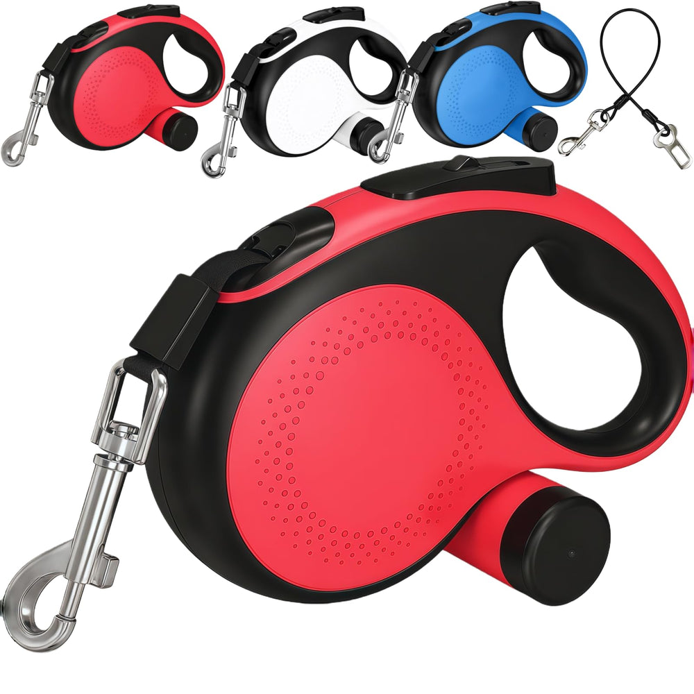 Tidytrek correa retractil 26 ft rojo para perros grandes, control cómodo en paseos.