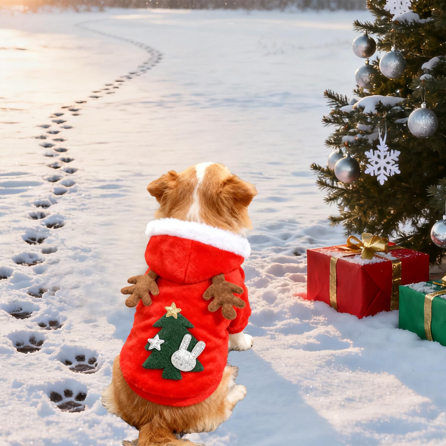Conjunto navideño completo de TIEEI para perro, estilo único en fiestas.