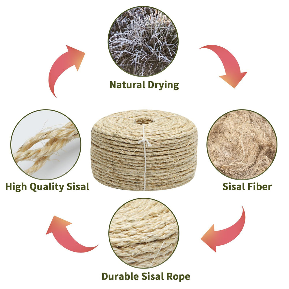 TienYow cuerda sisal 4mm para reparar postes rasca gatos.