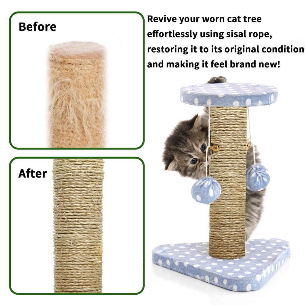 TienYow cuerda sisal 4mm para uso en casa de gatos, natural y seguro.