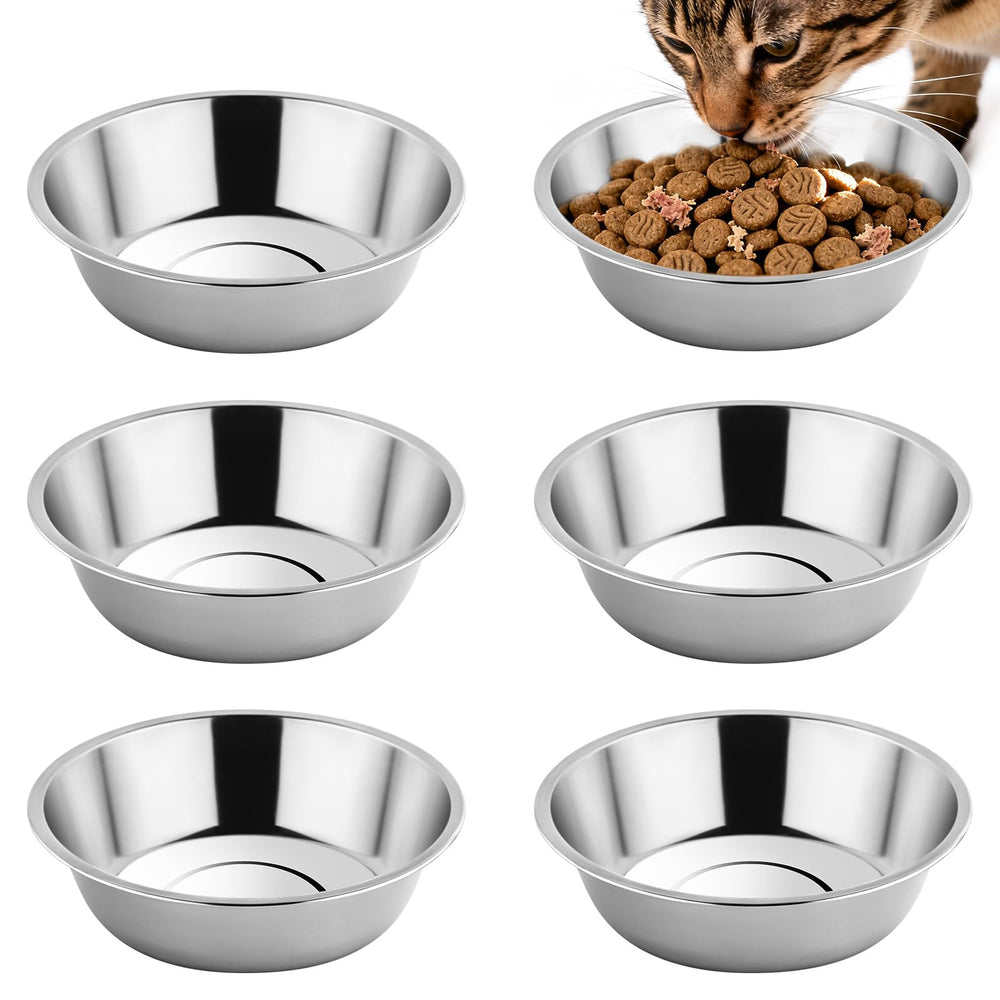 Tifanso: conjunto de 6 tazones para gatos de acero inoxidable, higiene duradera.