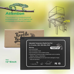 Tikaton alfombrilla calefactora para terrario de 30-40 galones, calor estable.