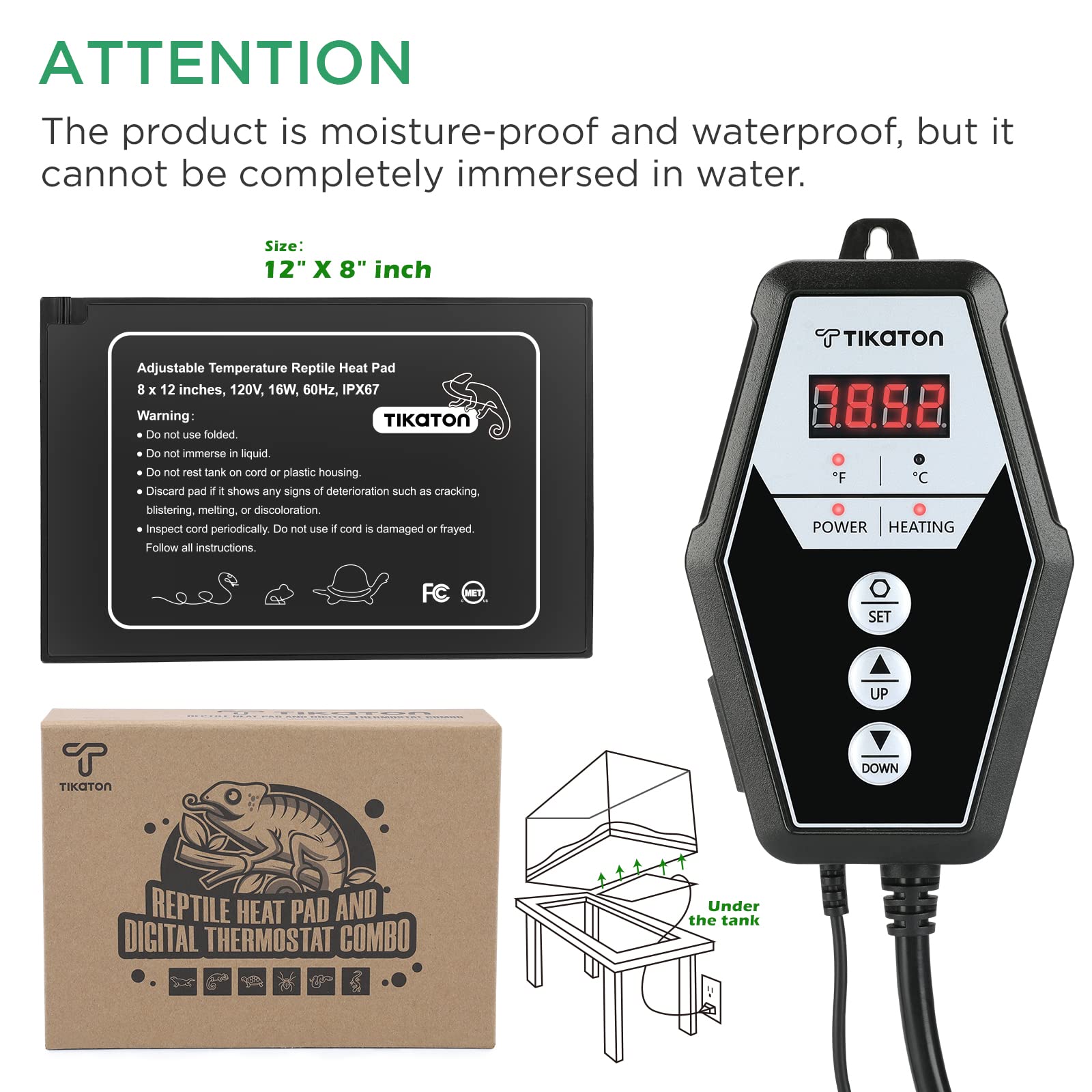 Tikaton rango de temperatura estable de 40–108 °F con display intuitivo.