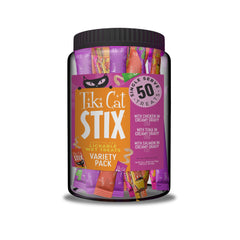 Tiki Cat Stix Mousse variedad-mega-jar: empaque práctico para porciones controladas.