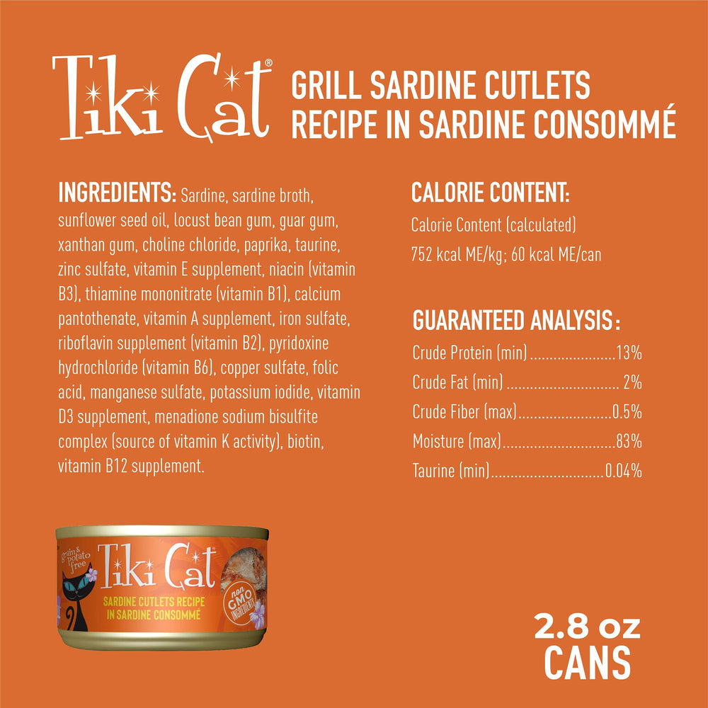 TIKI PETS Tiki Cat Grill: pescado real y sabor marino en cada lata