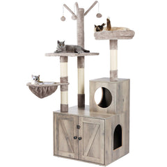 Timberer caja-arena-oculta-torre-gato-frente: solución discreta para arena y juego.