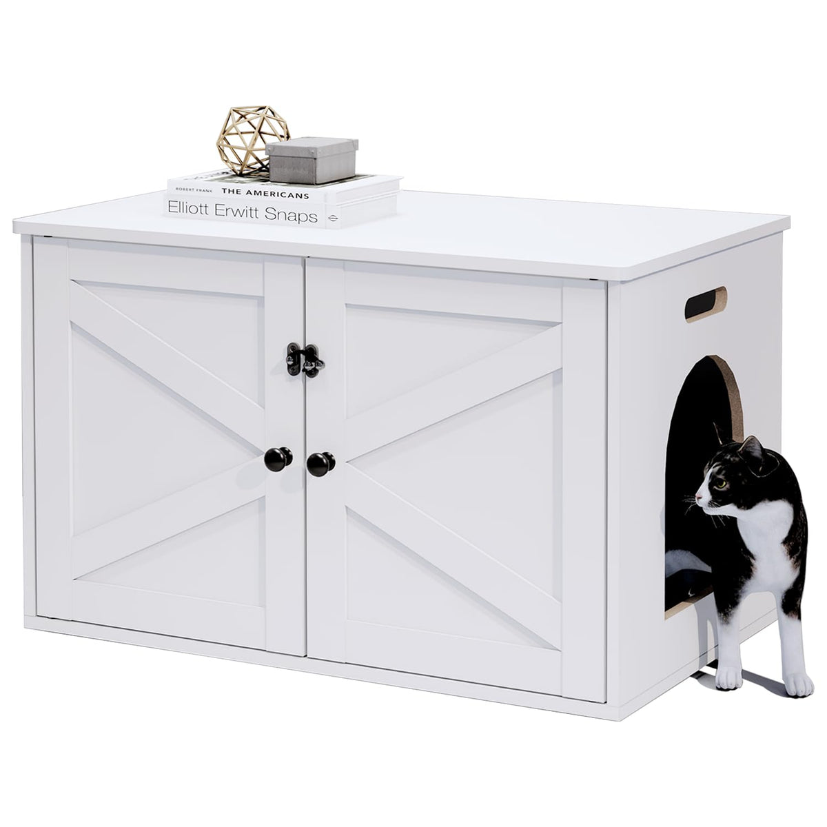 Timberer caja-higiene-gato interior ofrece espacio amplio para arena y privacidad.