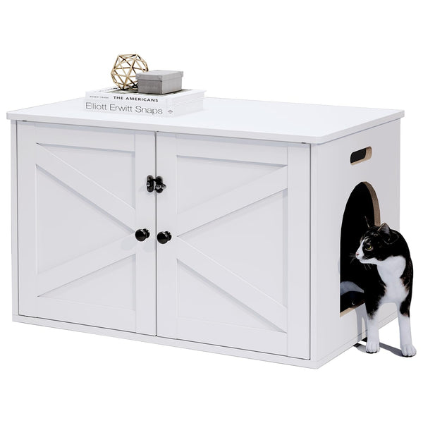 Timberer caja-higiene-gato interior ofrece espacio amplio para arena y privacidad.